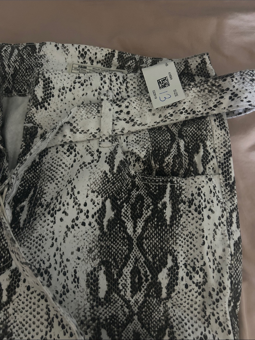 Black Label Women's Skinny Pants in Black and White Snake Print